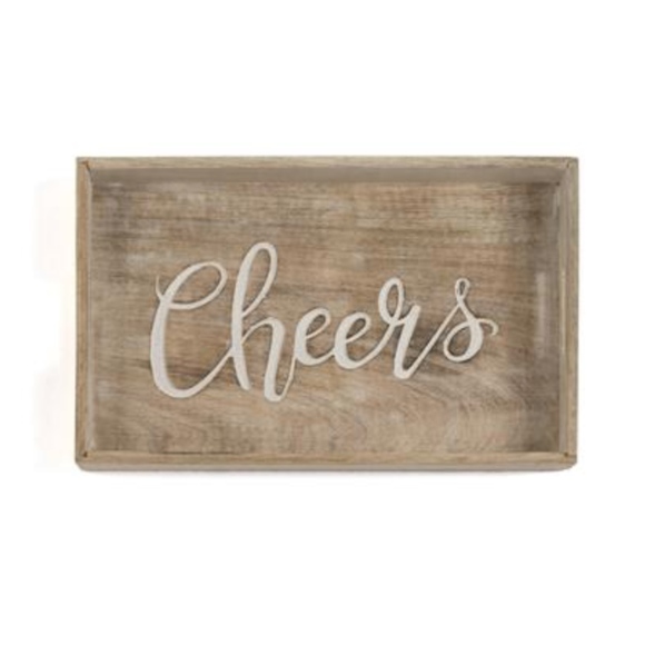 Other - ELYSIUM CHEERS TRAY Wood Home Decor Bar Party
